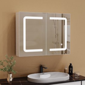Badezimmerspiegelschrank Spiegelschrank Doppeltür Hängeschrank 80x60x13.5 cm
