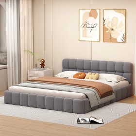 Polsterbett Doppelbett Jugendbett-grau
