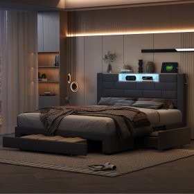 Polsterbett Doppelbett Stauraumbett Funktionbett-grau