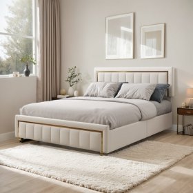 Stauraumbett Polsterbett Doppelbett-beige