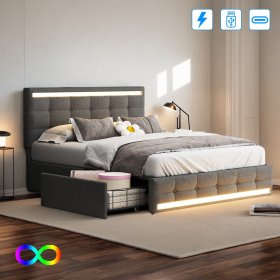Polsterbett Doppelbett Stauraumbett Funktionbett- grau 2