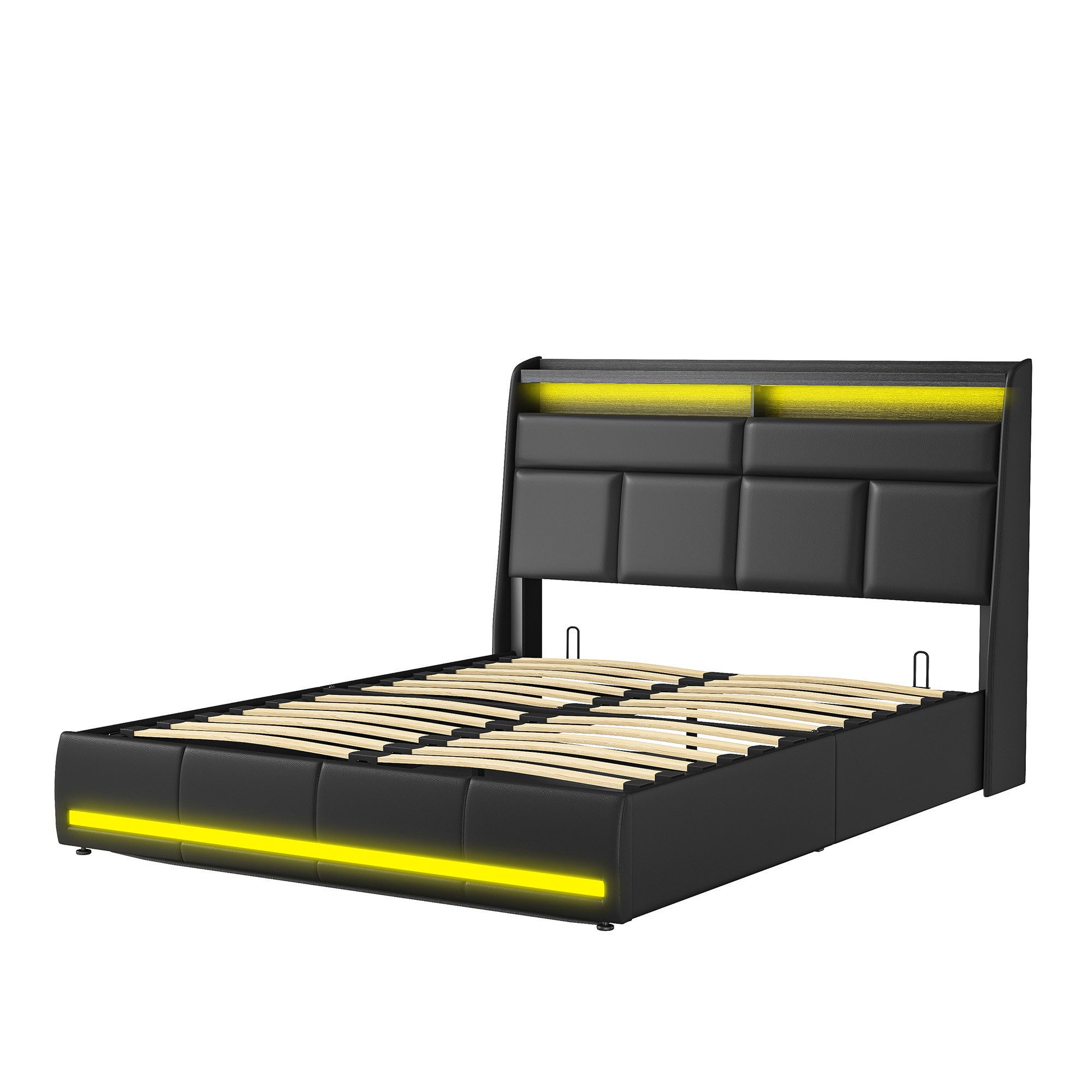 Stauraumbett Polsterbett Doppelbett-Schwarz