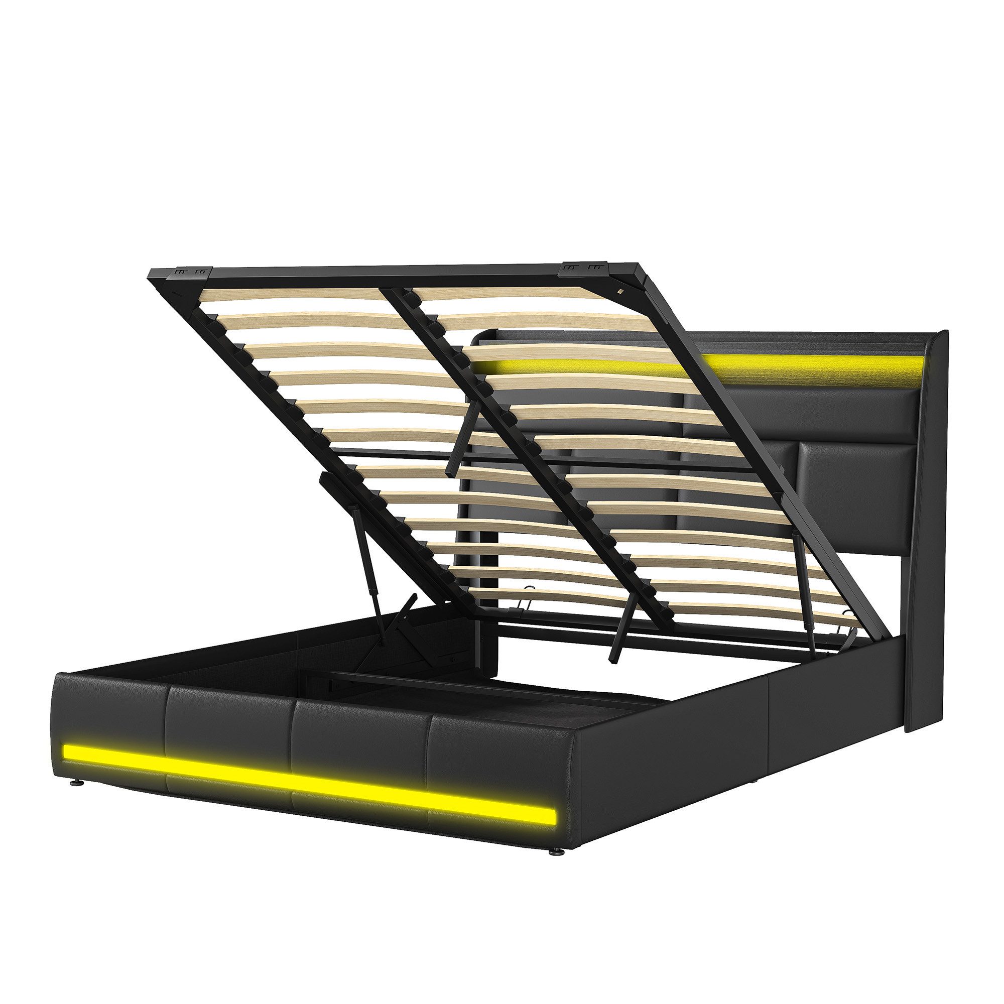 Stauraumbett Polsterbett Doppelbett-Schwarz
