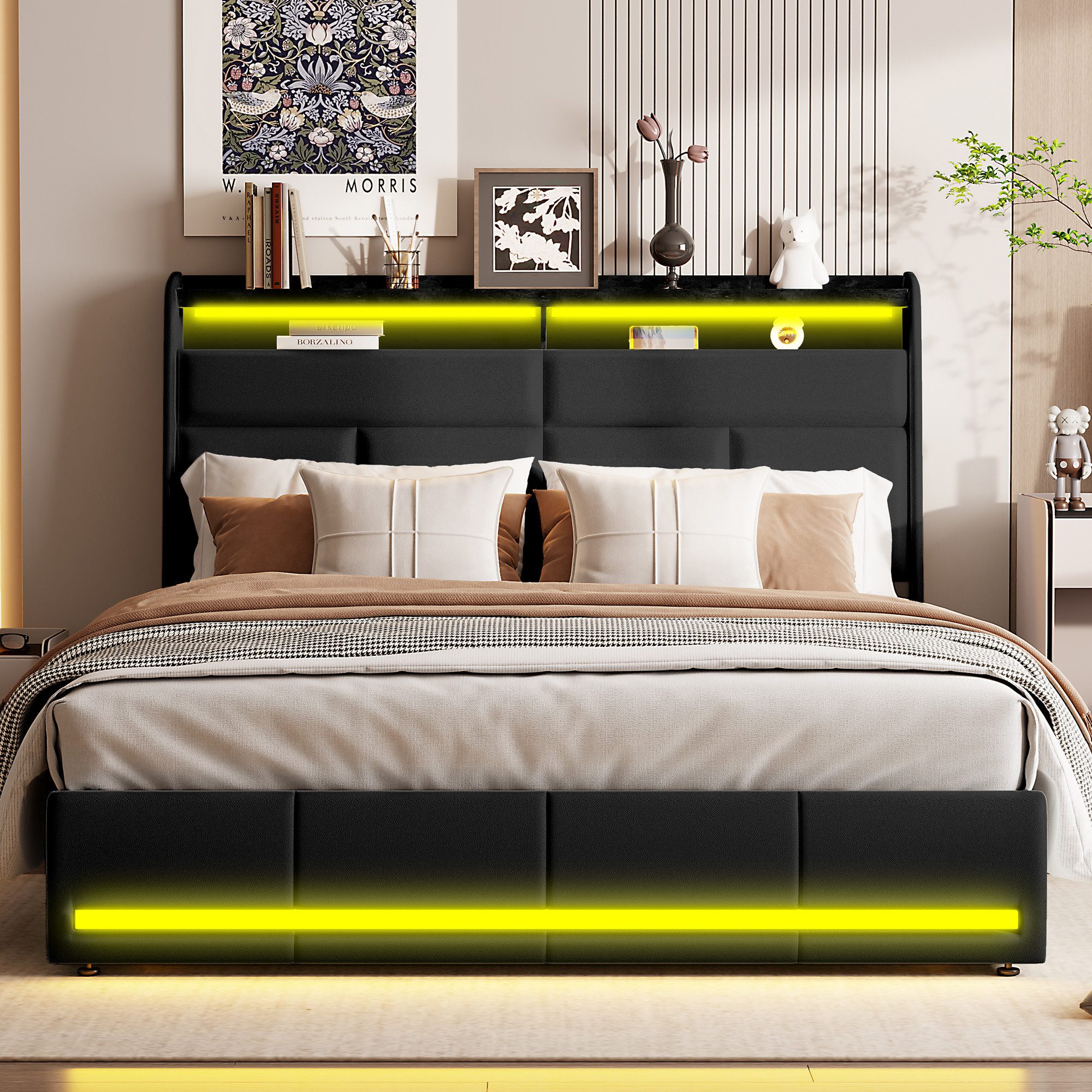 Stauraumbett Polsterbett Doppelbett-Schwarz