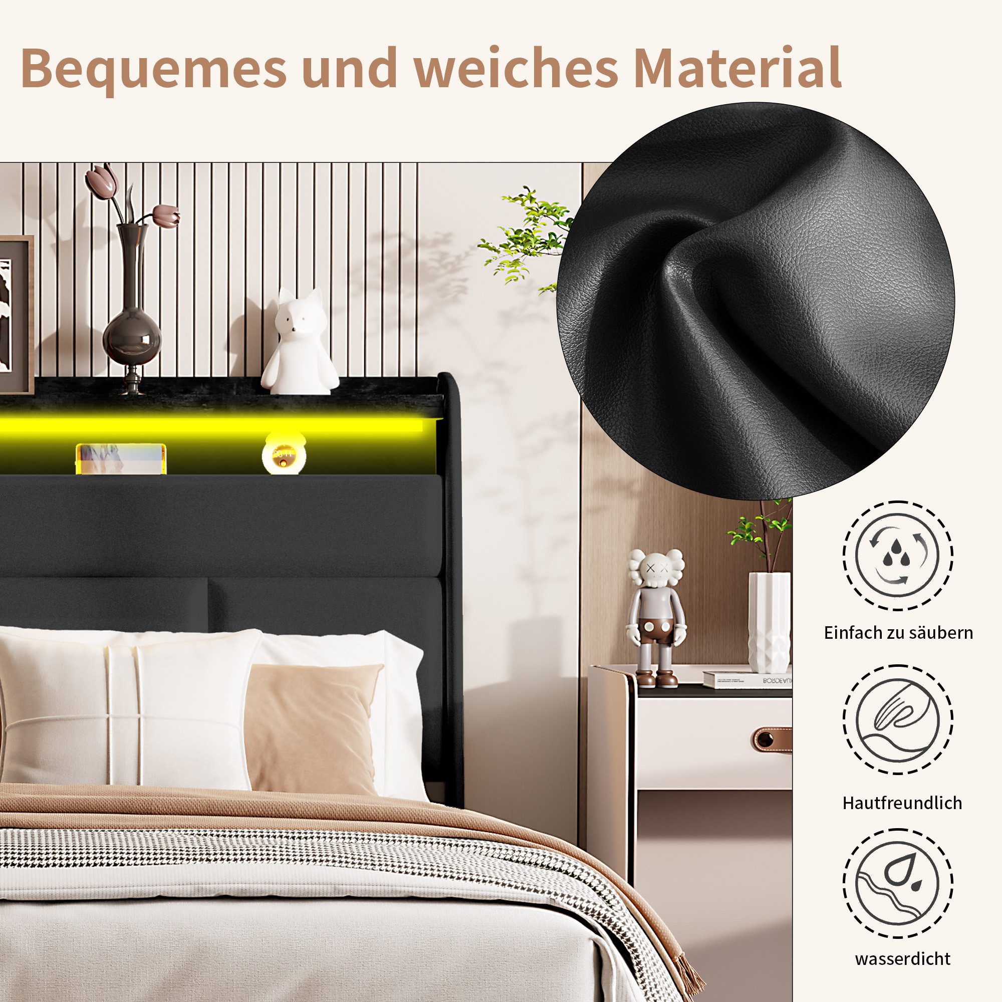 Stauraumbett Polsterbett Doppelbett-Schwarz