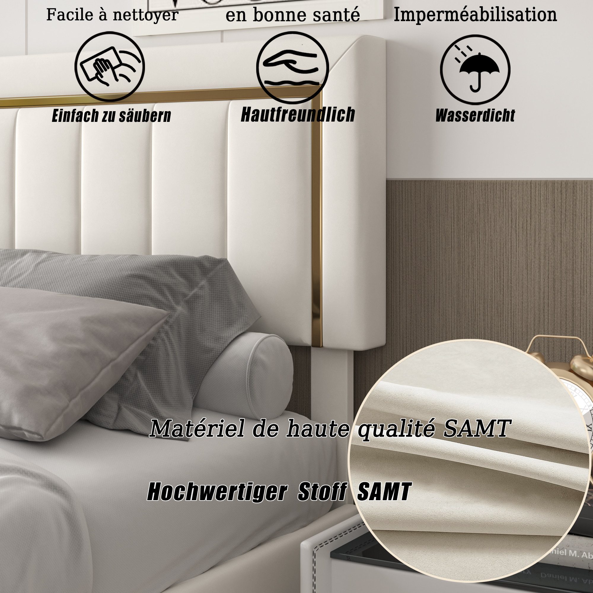 Stauraumbett Polsterbett Doppelbett-beige