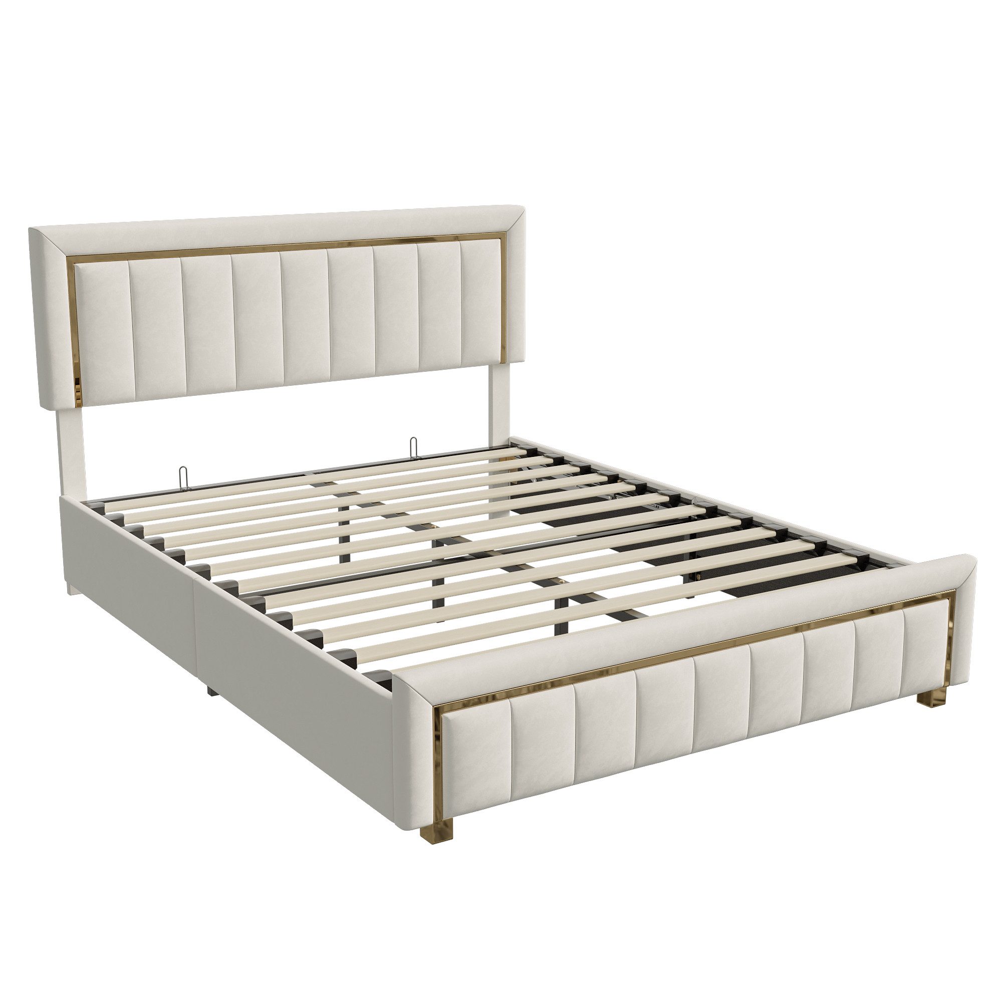 Stauraumbett Polsterbett Doppelbett-beige