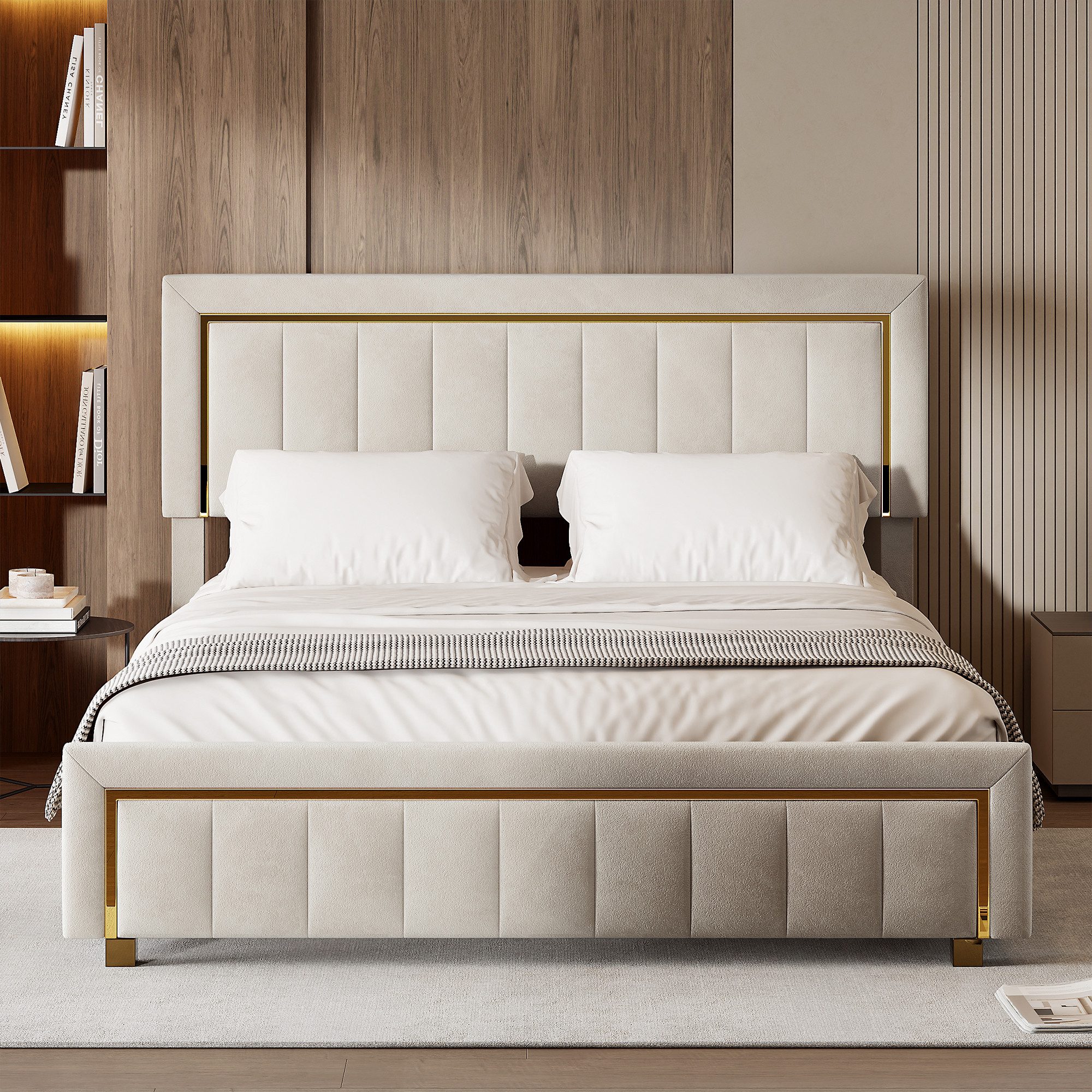 Stauraumbett Polsterbett Doppelbett-beige