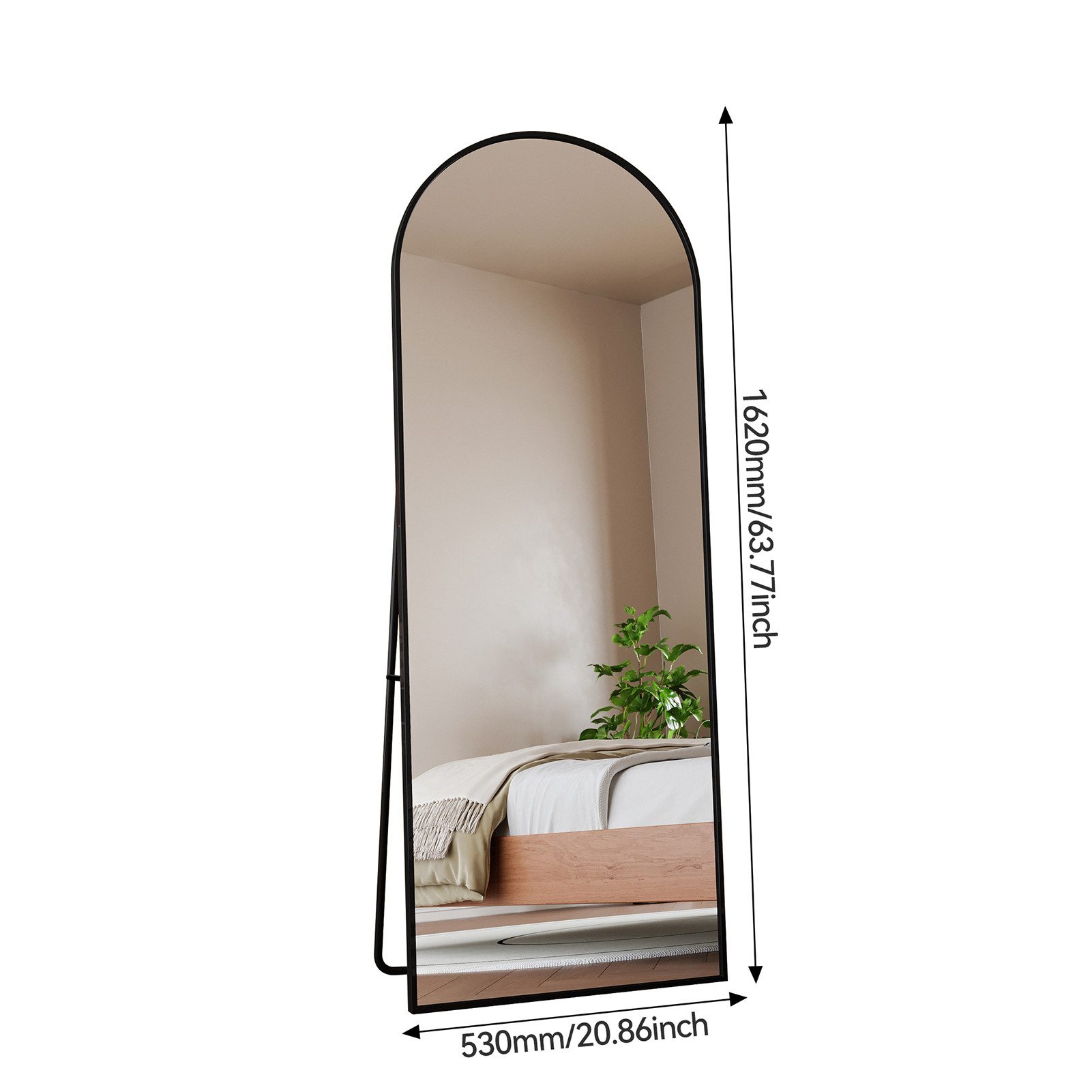 Ganzkörperspiegel Oval Wandspiegel Standspiegel Groß Wand Ganzkörper-Schwarz