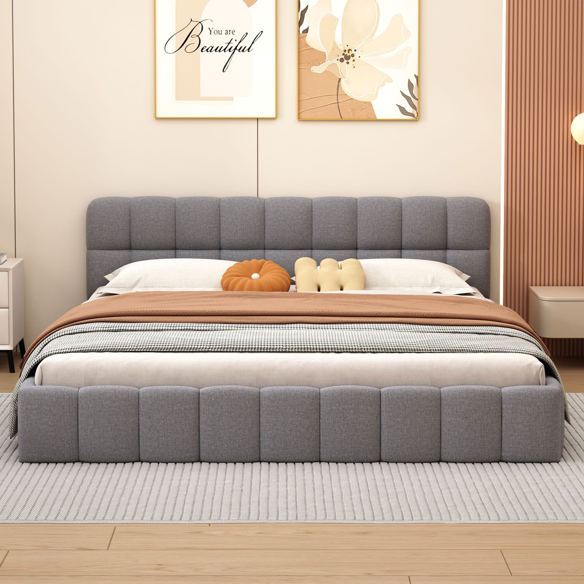 Polsterbett Doppelbett Jugendbett-grau