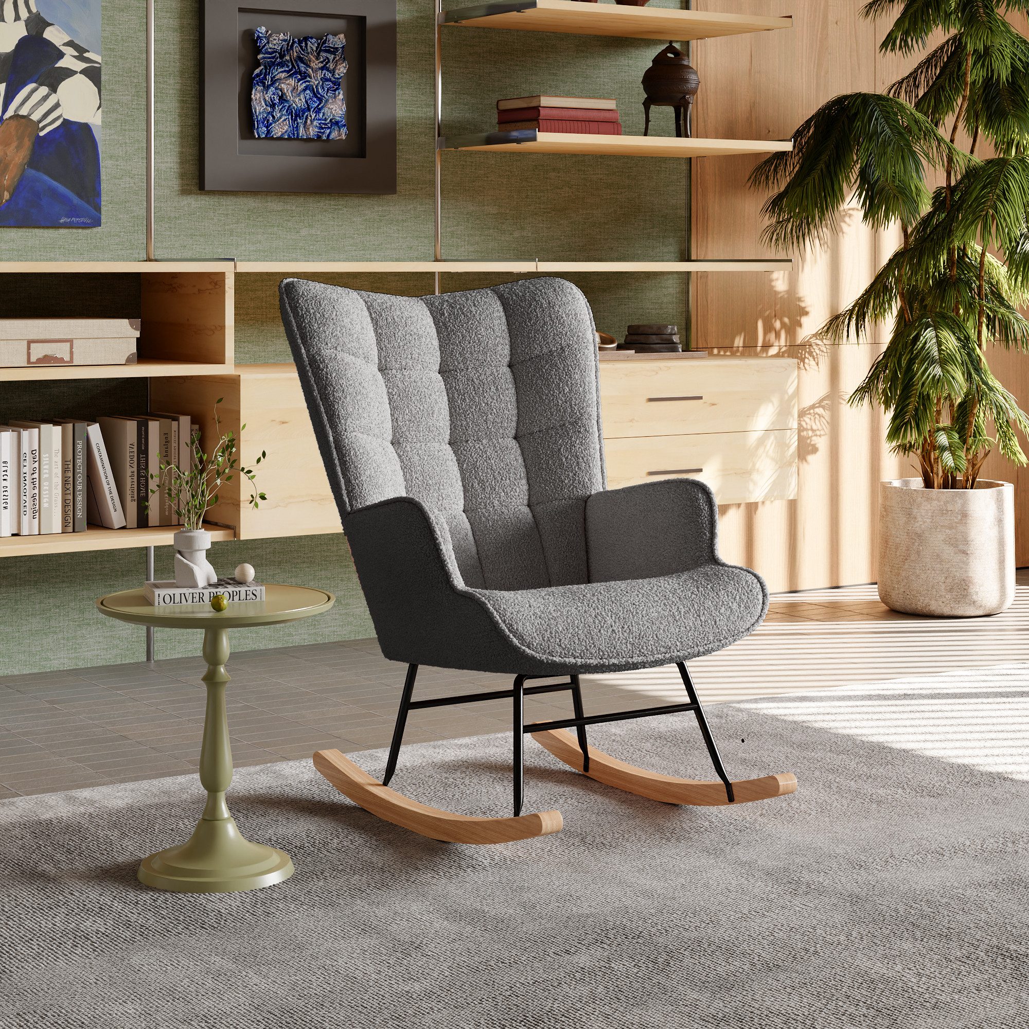Schaukelstuhl Stillsessel Relaxsessel Loungesessel-Dunkelgrau