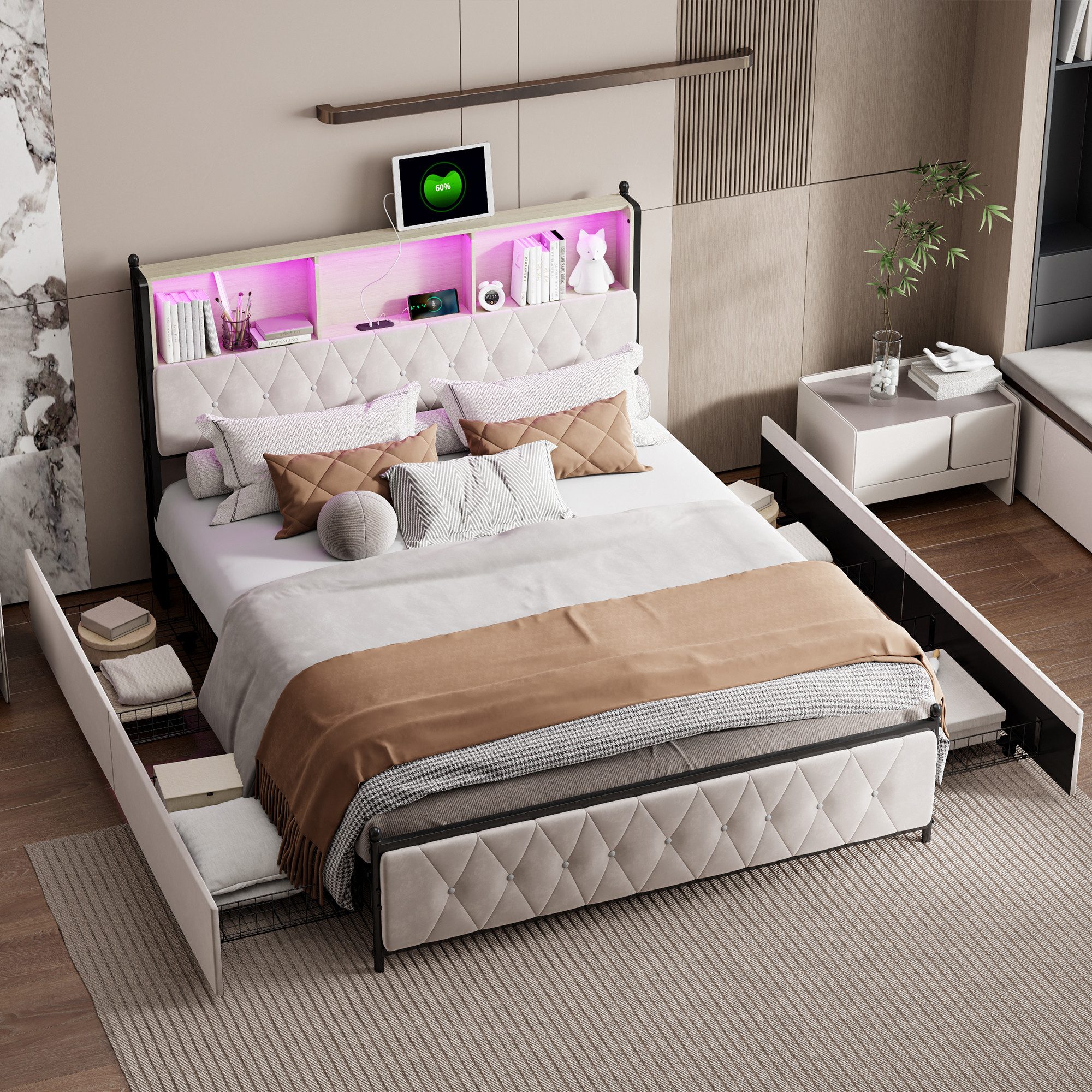 Polsterbett Metallbett Stauraumbett-