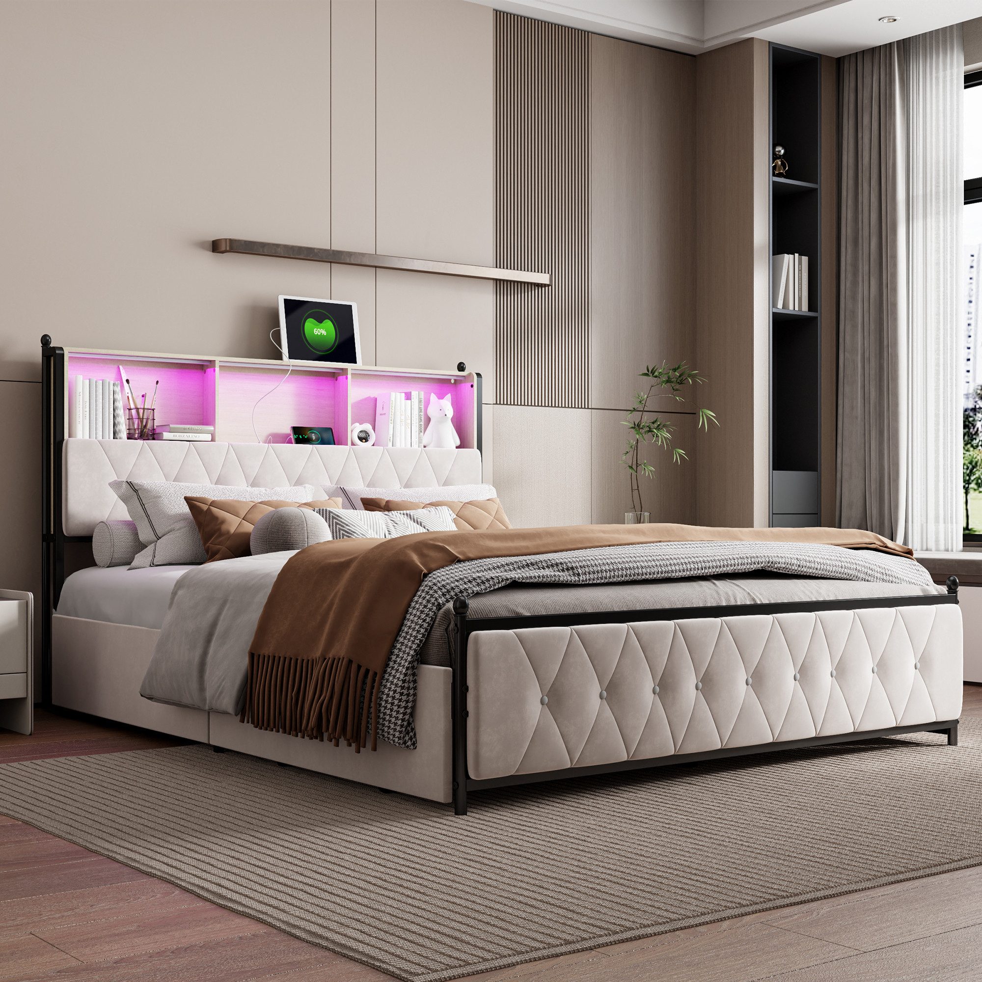 Polsterbett Metallbett Stauraumbett-