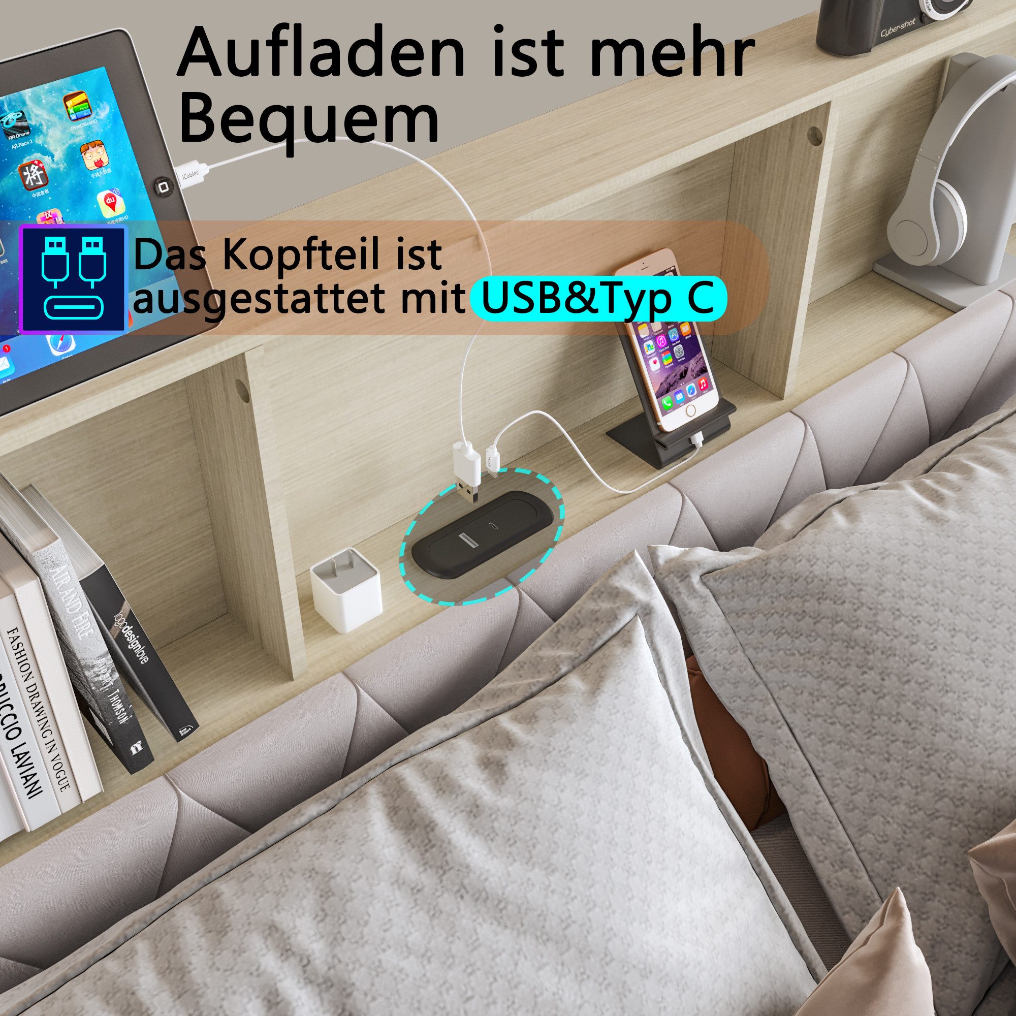 Polsterbett Metallbett Stauraumbett-