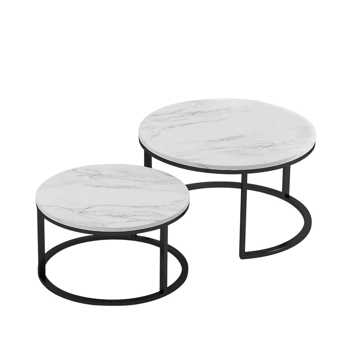 Couchtisch Satztisch Beistelltisch stapelbarer Sofatisch, mit Bodenschutz-Schwarz