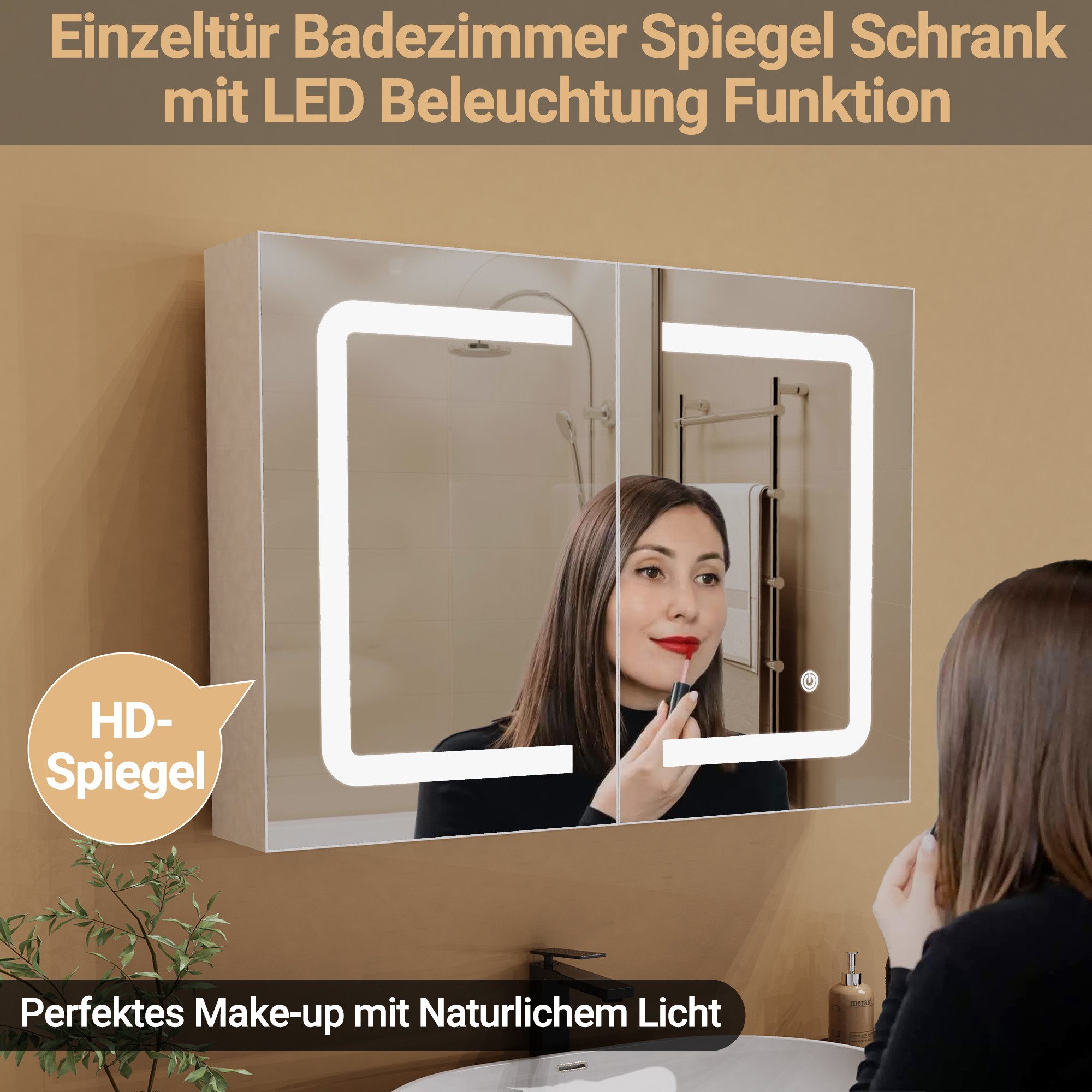 Badezimmerspiegelschrank Spiegelschrank Doppeltür Hängeschrank 80x60x13.5 cm