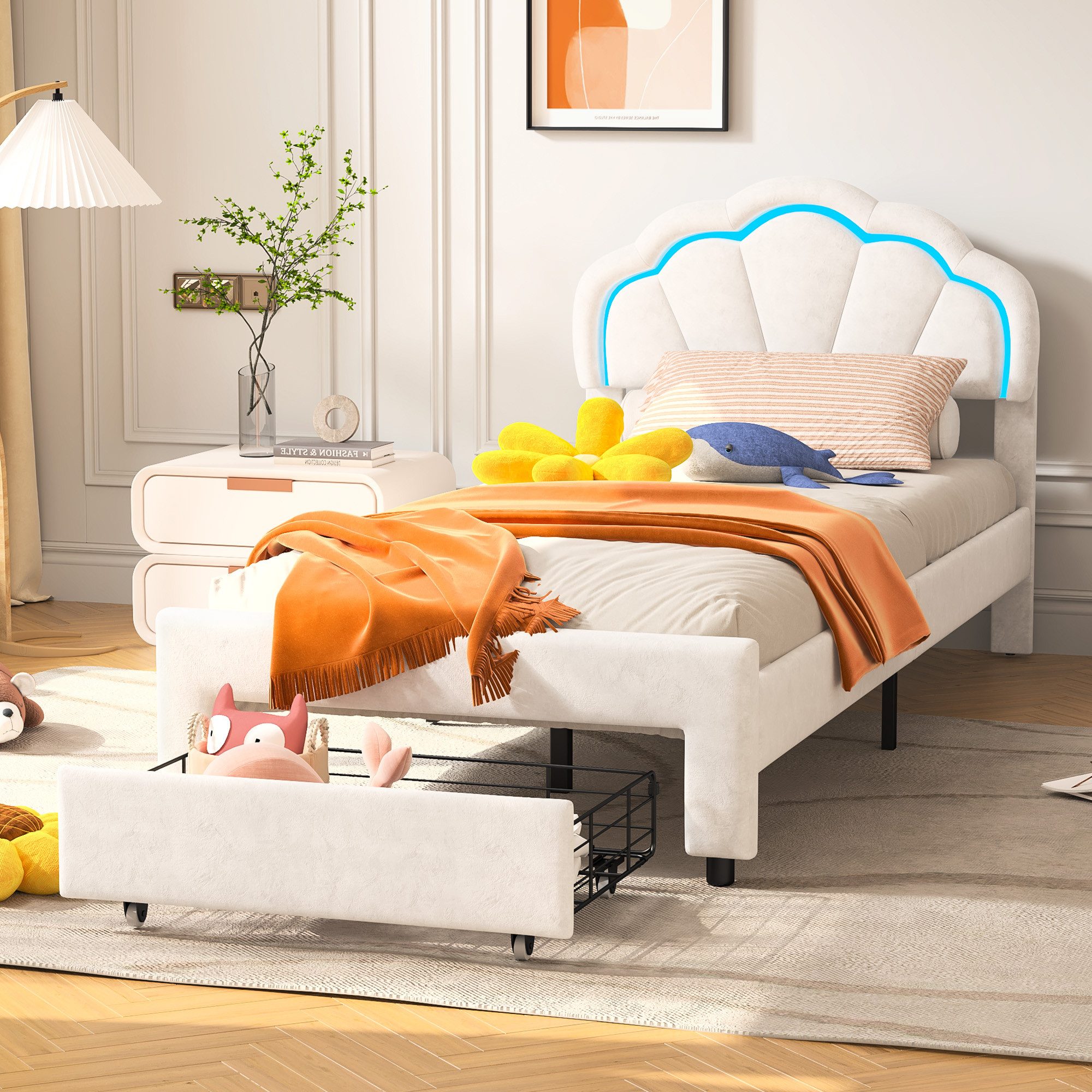 Polsterbett Kinderbett Jugendbett-Weiß